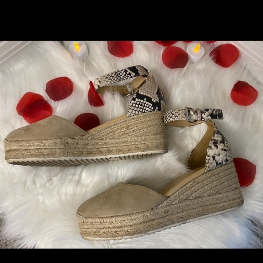 Snakeskin Suede Wedges by Nine West